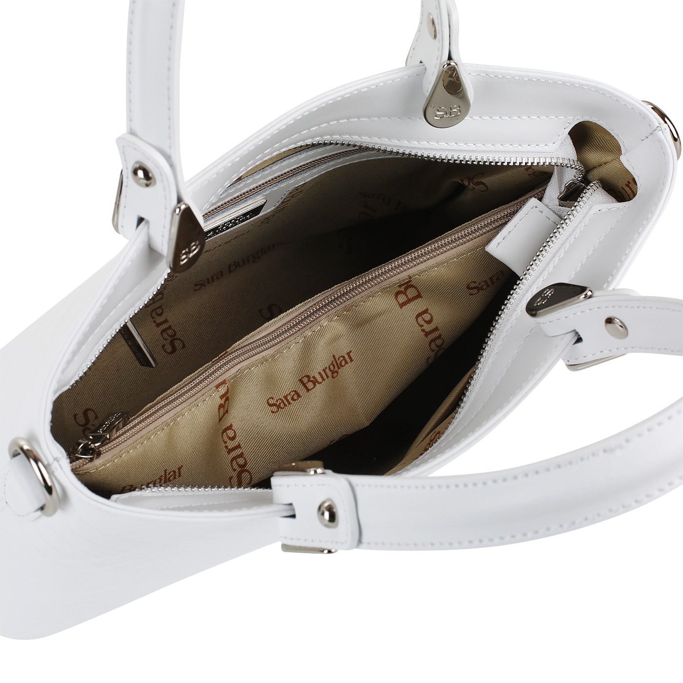 Сумка из белой кожи Sara Burglar Diva Dama