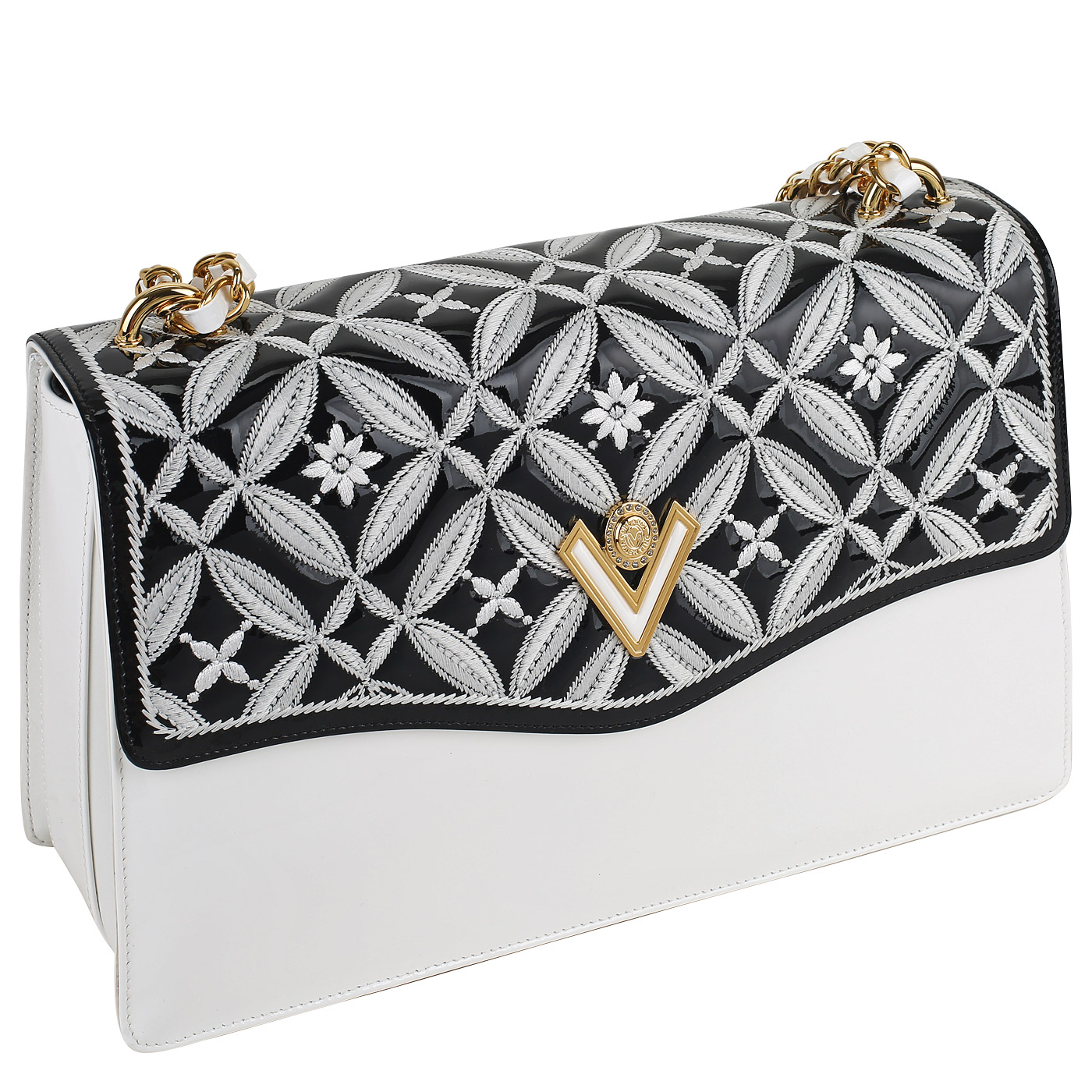 Сумка через плечо с цепочкой Valentino Orlandi Soleil black-white