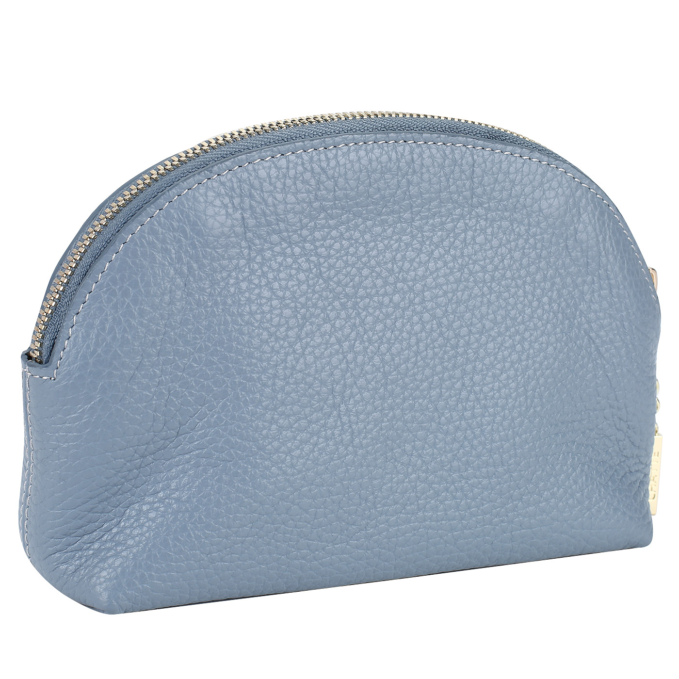 Кожаная косметичка голубого цвета Chatte Amelie