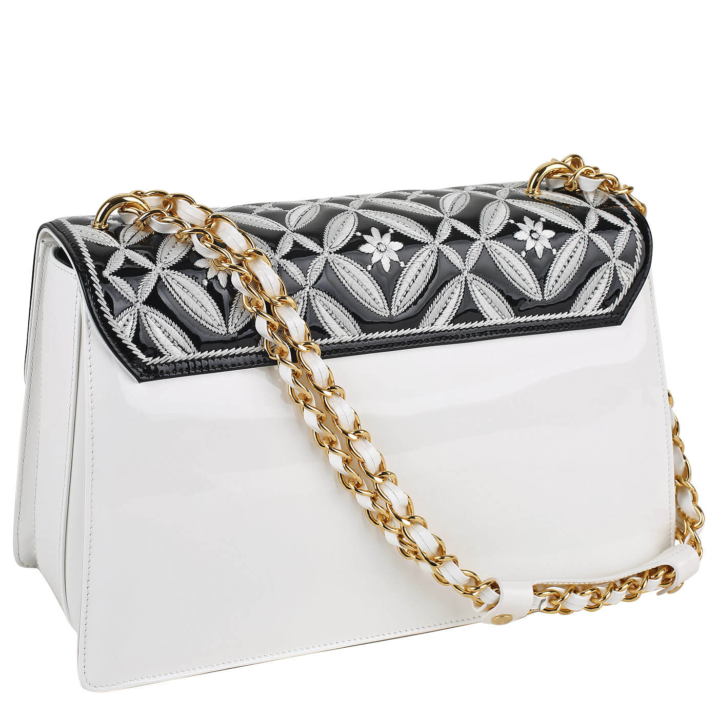 Сумка через плечо с цепочкой Valentino Orlandi Soleil black-white