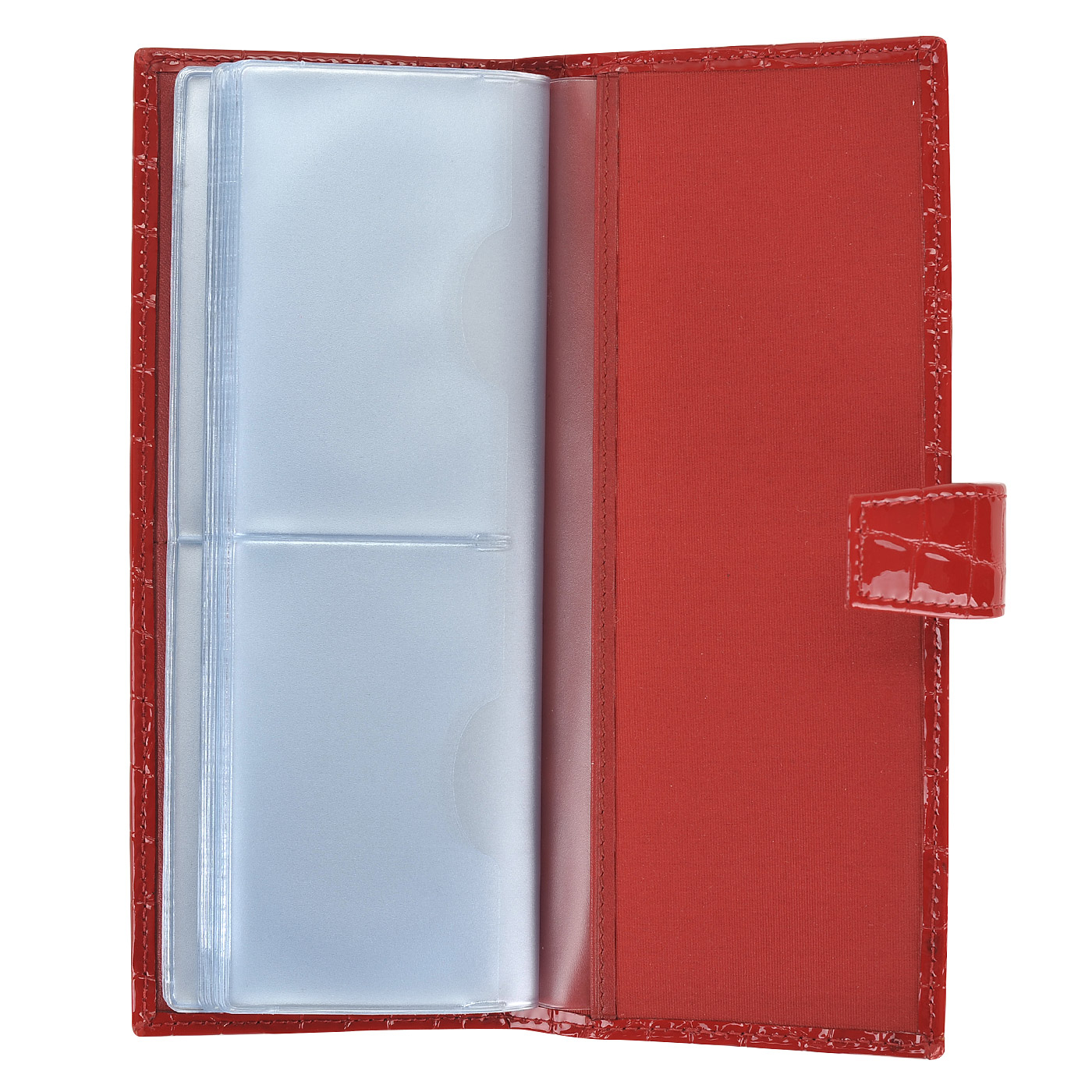 Кожаная лаковая визитница с выделкой под крокодила Aurelli Divine