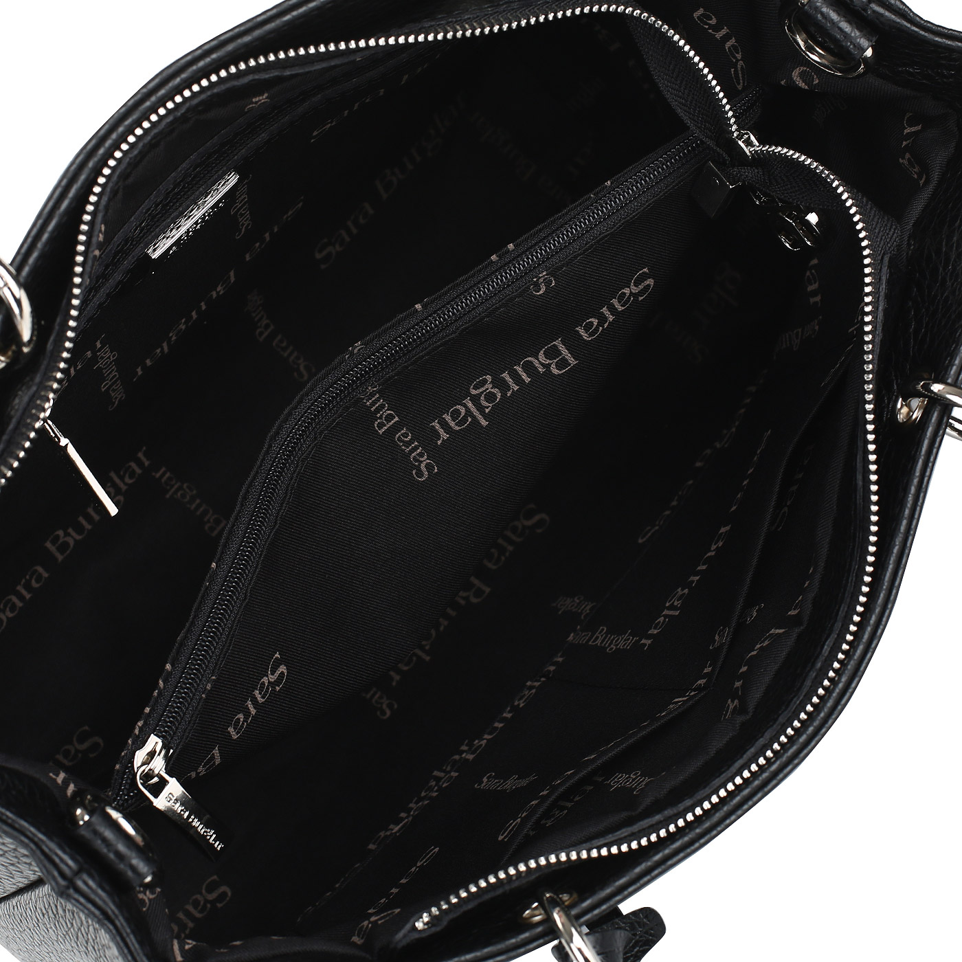 Черная кожаная сумка на молнии Sara Burglar Cherie Qerida