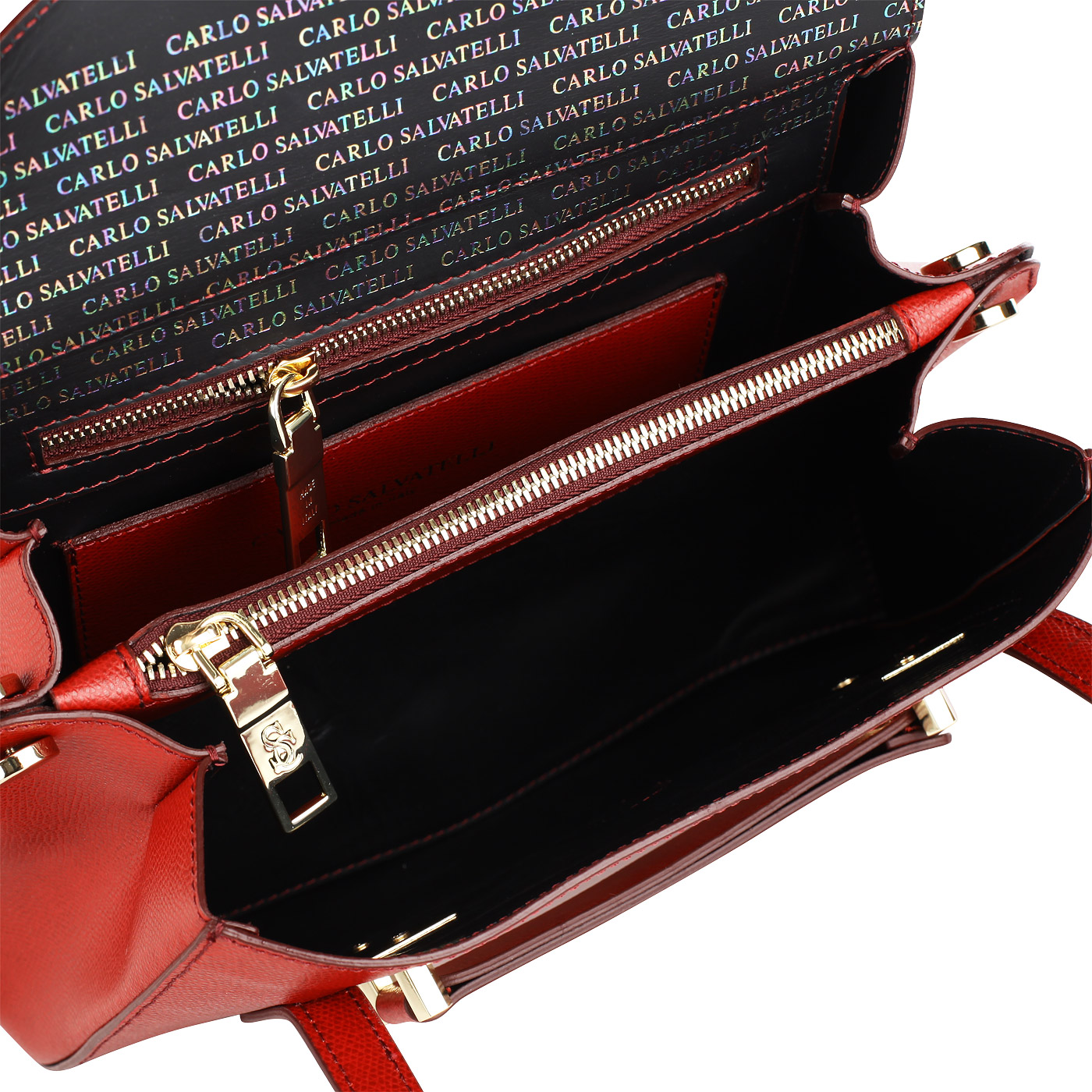 Красная кожаная сумка Carlo Salvatelli Lord