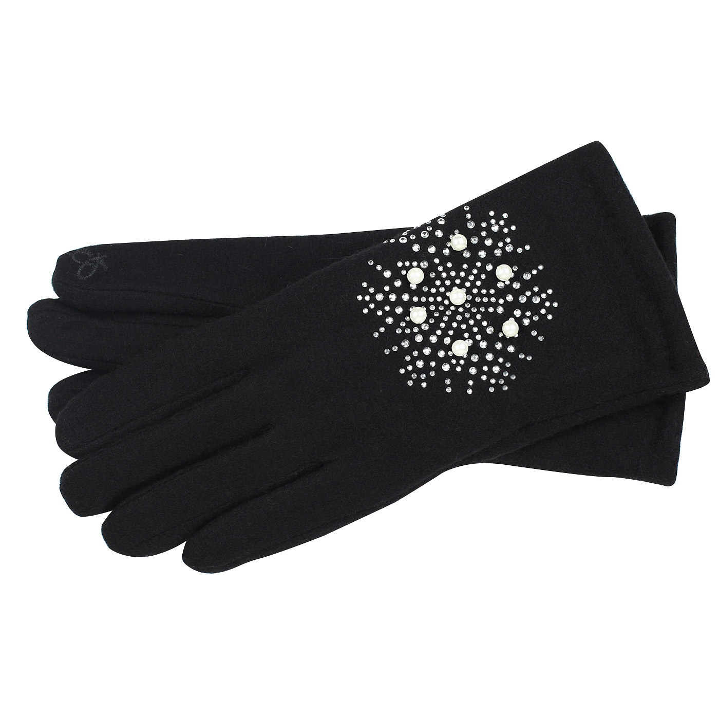 Pia Rossini Женские черные перчатки со стразами