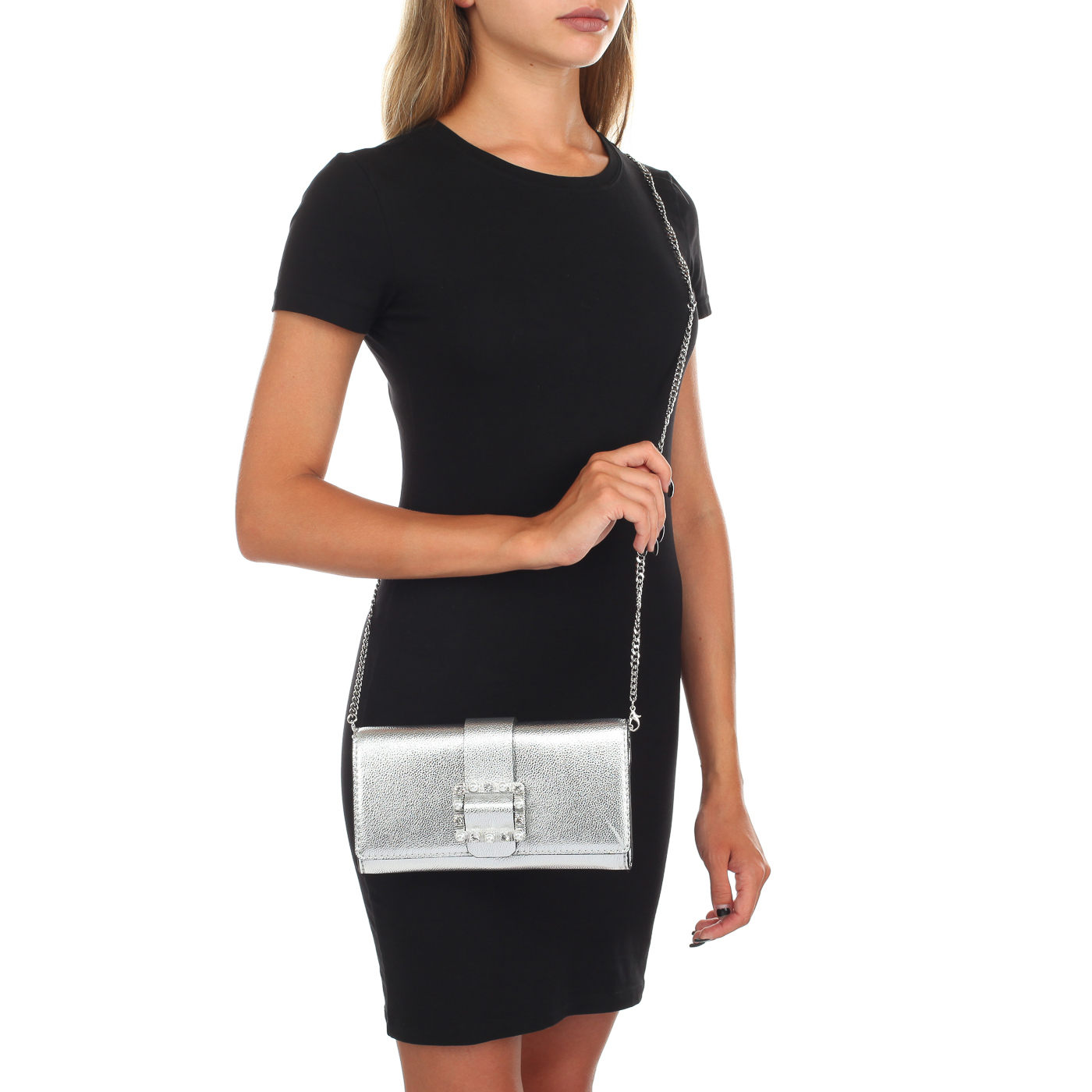 Серебристый клатч Guess Summer Night City