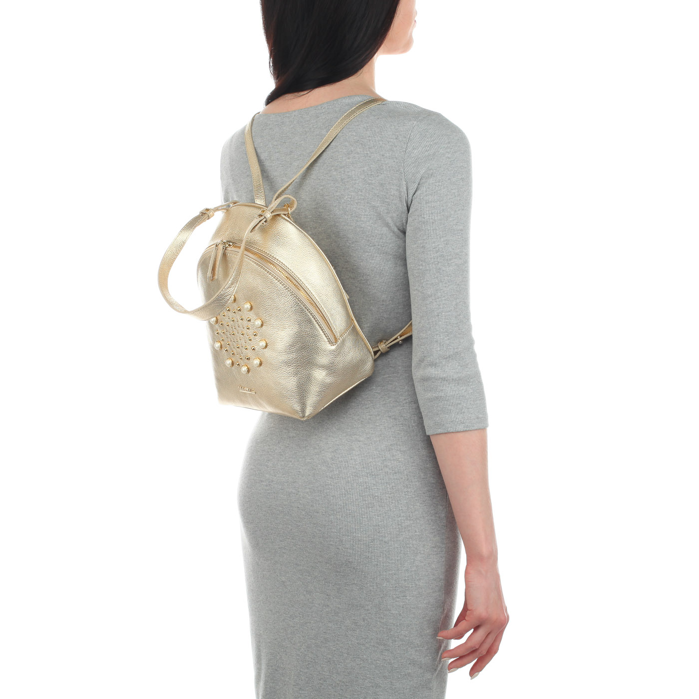 Женский рюкзак из металлизированной кожи Marina Creazioni 