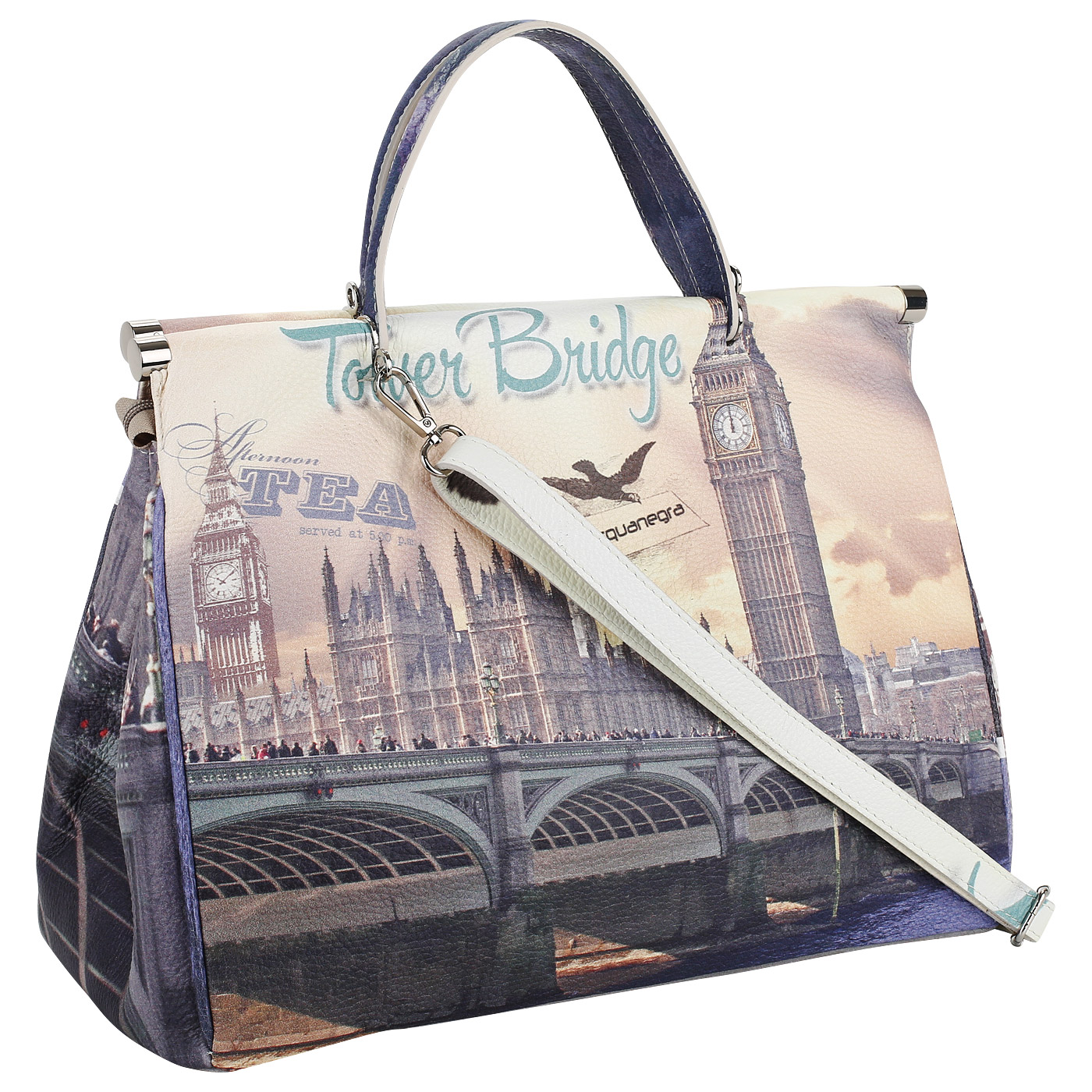 Кожаная сумка с принтом Acquanegra London