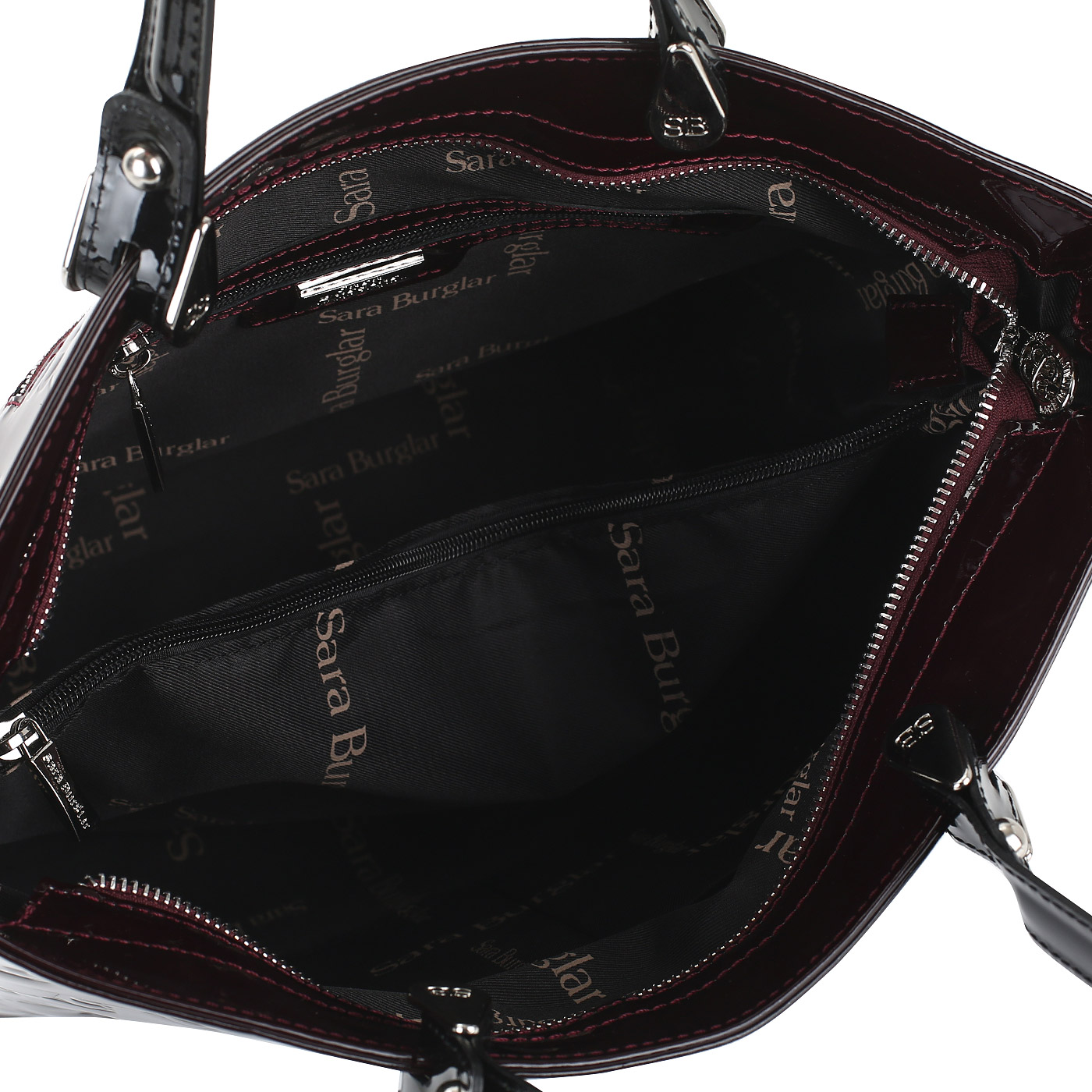 Лакированная сумка с тиснением Sara Burglar Diva