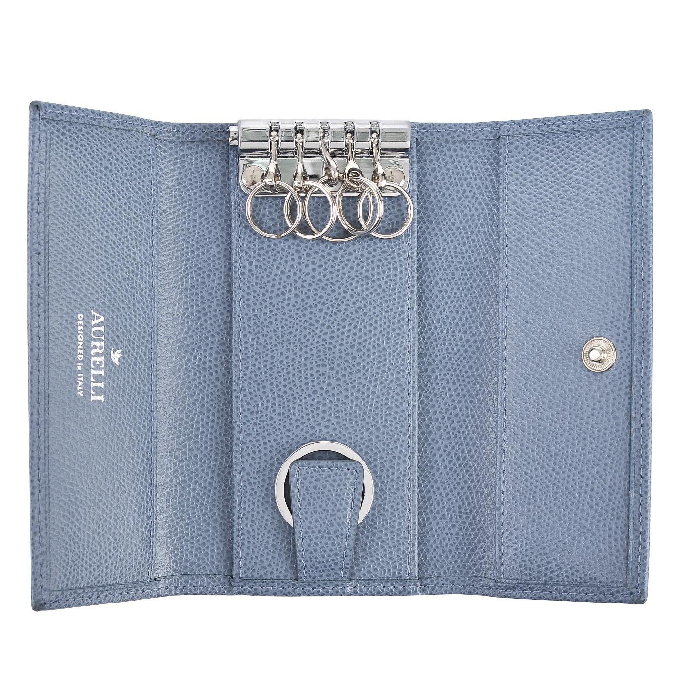 Кожаная ключница голубого цвета Aurelli Alma
