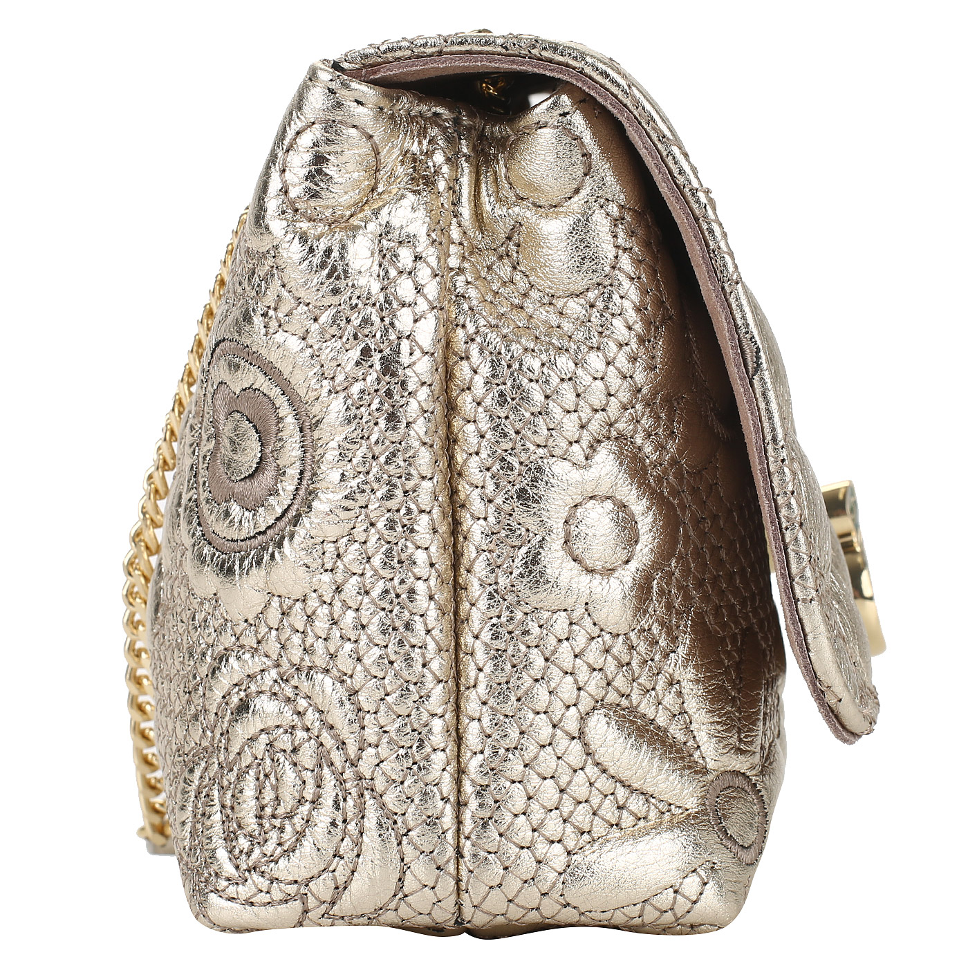 Золотистая сумочка из стеганой кожи Gilda Tonelli Lamin Ric Fiori