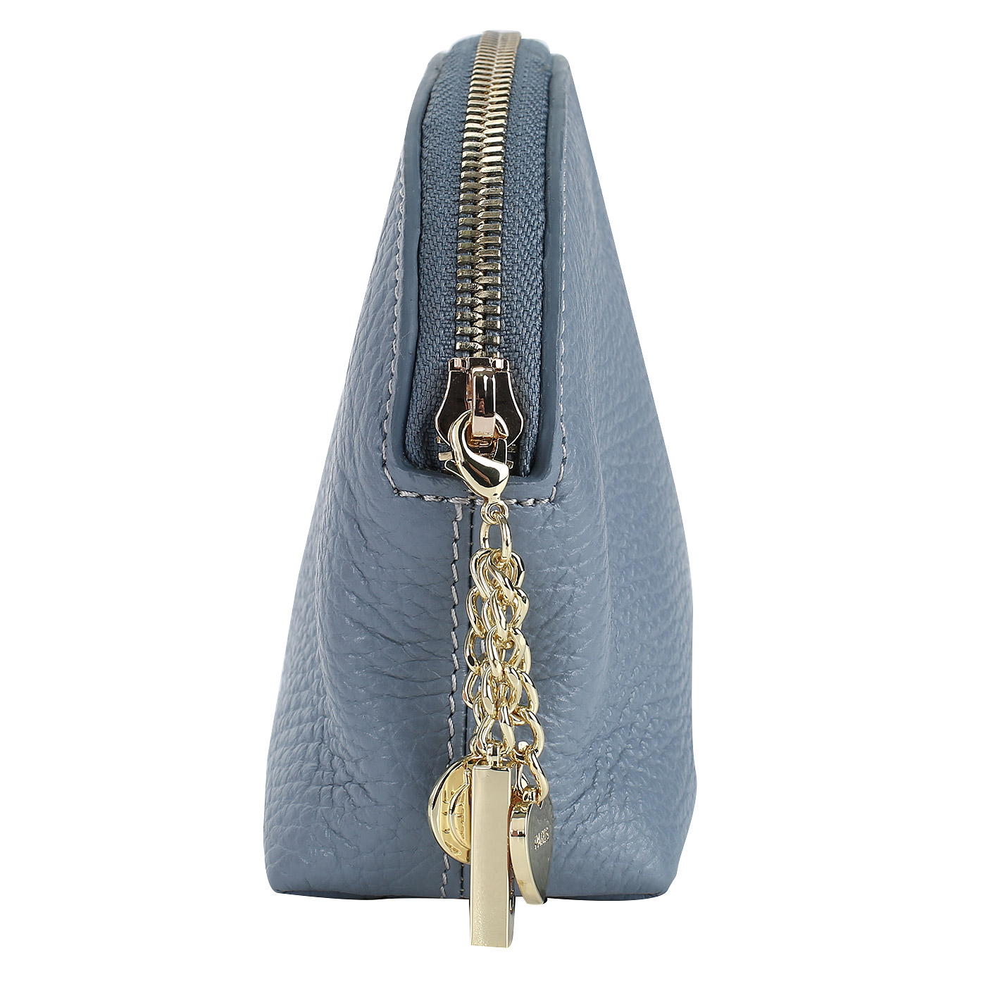 Кожаная косметичка голубого цвета Chatte Amelie