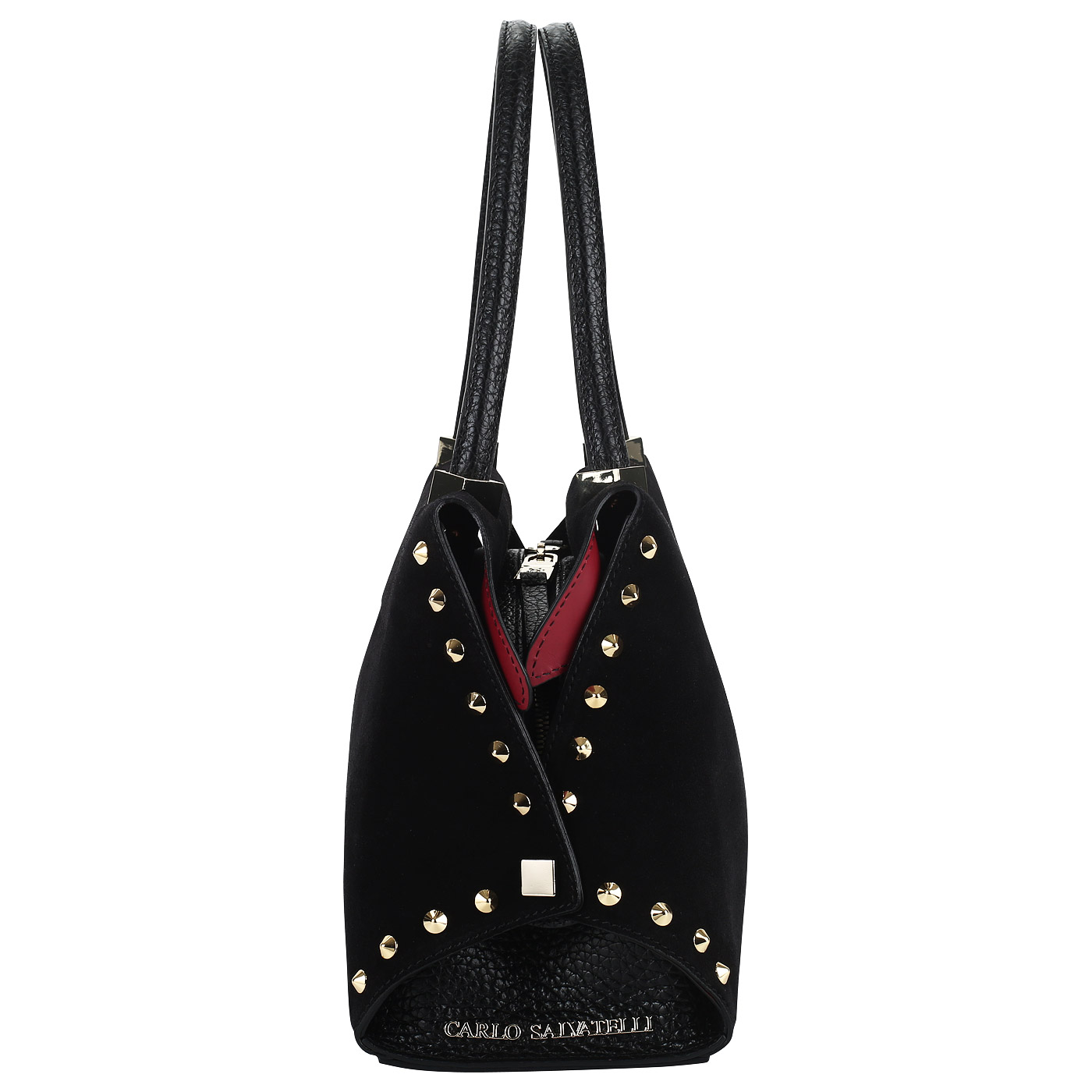 Черная комбинированная сумка Carlo Salvatelli Camoscio